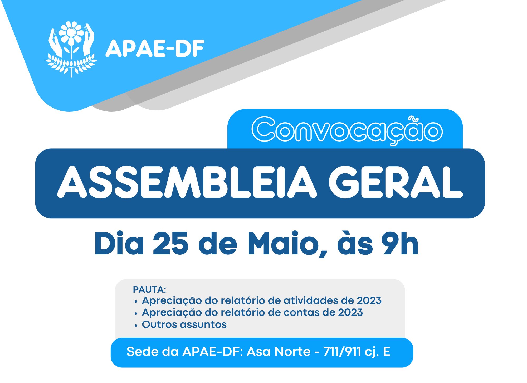 You are currently viewing APAE-DF convoca Assembleia Geral para apreciação de contas e atividades de 2023