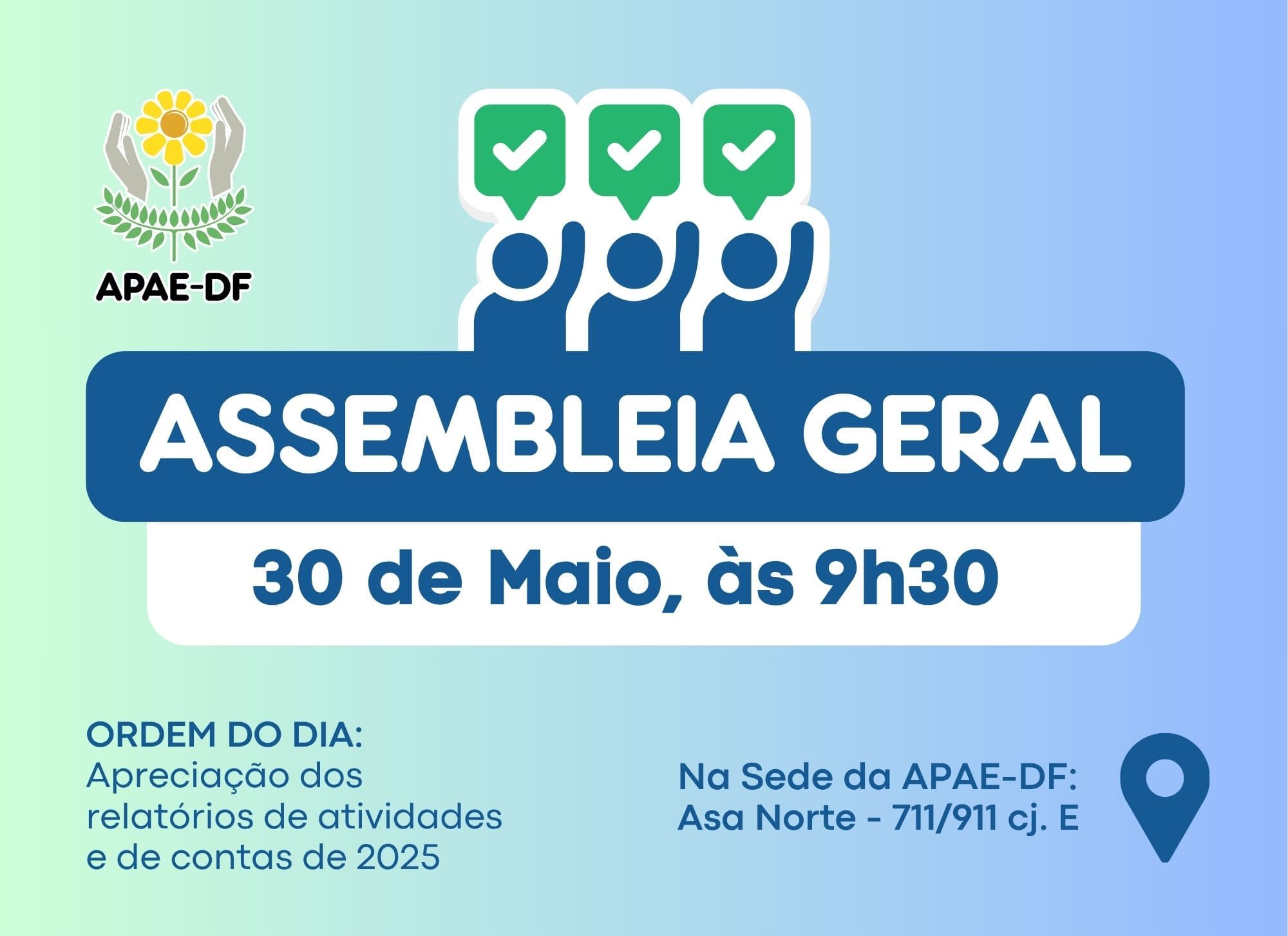 You are currently viewing APAE-DF convoca associados para Assembleia Geral para apreciação de atividades e contas de 2025